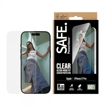 PanzerGlass SAFE. by ® Protetor de ecrã iPhone 17 Pro | Ultra-Wide Fit com EasyAligner
