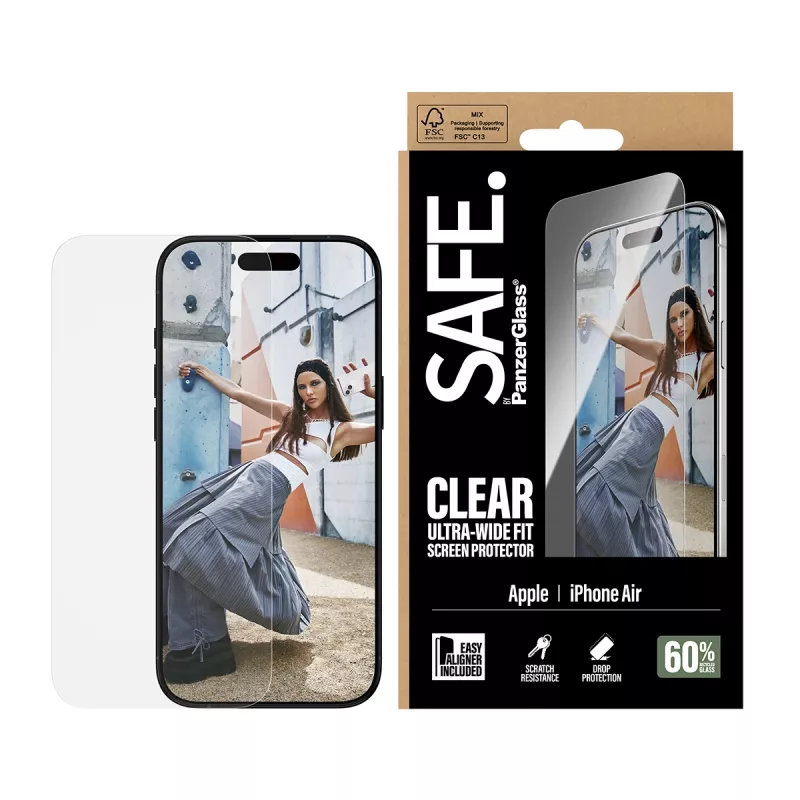 PanzerGlass SAFE. by ® Película de proteção de ecrã iPhone Air | Ultra-Wide Fit com EasyAligner