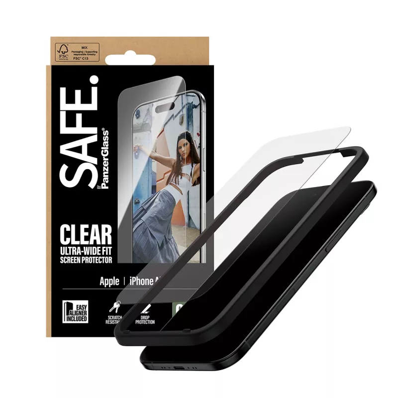 PanzerGlass SAFE. by ® Película de proteção de ecrã iPhone Air | Ultra-Wide Fit com EasyAligner