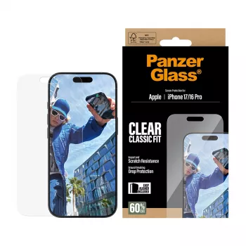 PanzerGlass ® Película de proteção de ecrã iPhone 17 | iPhone 16 Pro | Classic Fit com EasyAligner
