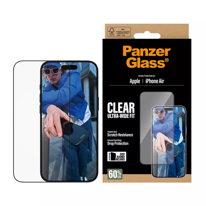 PanzerGlass ® Película de proteção de ecrã iPhone Air | Ultra-Wide Fit com EasyAligner