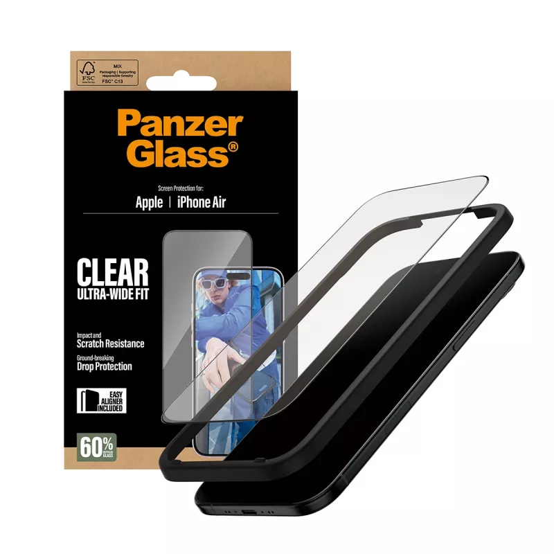 PanzerGlass ® Película de proteção de ecrã iPhone Air | Ultra-Wide Fit com EasyAligner