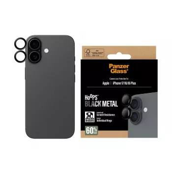 PanzerGlass ® Hoops® Proteção de lente da câmara preto iPhone 17 | iPhone 16 | 16 Plus