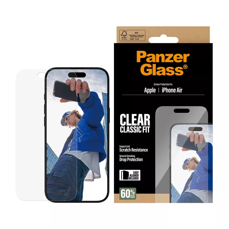 PanzerGlass® Película de proteção de ecrã iPhone Air | Classic Fit com EasyAligner