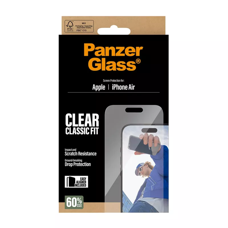 PanzerGlass® Película de proteção de ecrã iPhone Air | Classic Fit com EasyAligner