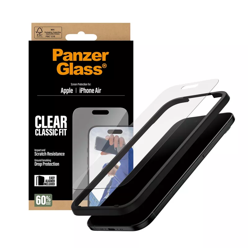PanzerGlass® Película de proteção de ecrã iPhone Air | Classic Fit com EasyAligner