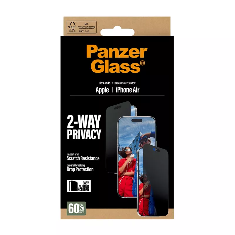 PanzerGlass ® 2-Way Privacy Screen Protector iPhone Air | Ultra-Wide Fit c. EasyAligner
