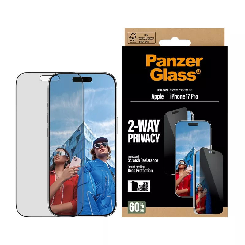 PanzerGlass ® 2-Way Privacy Screen Protector iPhone 17 Pro | Ultra-Wide Fit c. EasyAligner