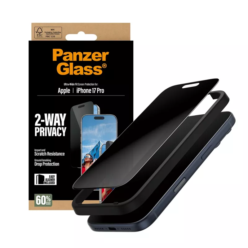 PanzerGlass ® 2-Way Privacy Screen Protector iPhone 17 Pro | Ultra-Wide Fit c. EasyAligner