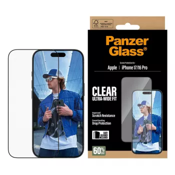 PanzerGlass ® Película de proteção de ecrã iPhone 17 | iPhone 16 Pro | Ultra-Wide Fit com EasyAligner