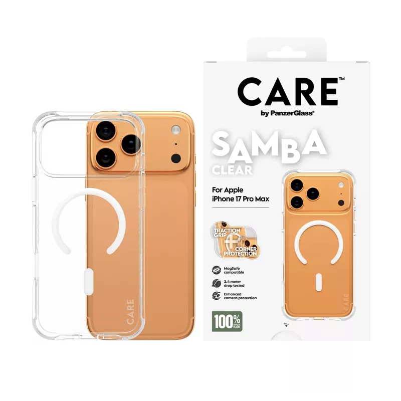 PanzerGlass CARE™ by ® Samba Case Transparente c. White MagSafe iPhone 17 Pro Max