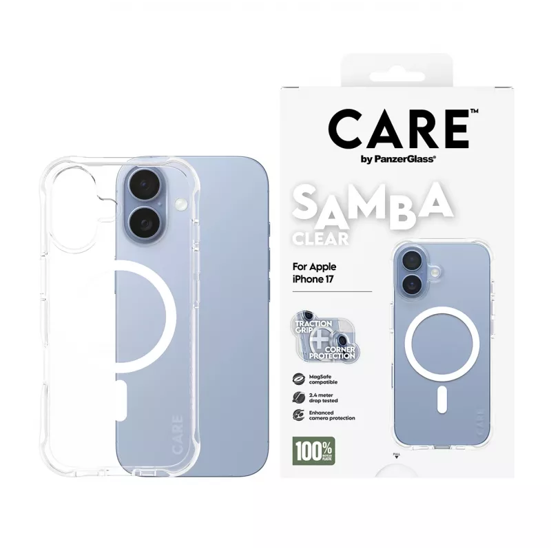 Capa PanzerGlass CARE by Fashionable Case Samba Transparente c. White MagSafe iPhone 17