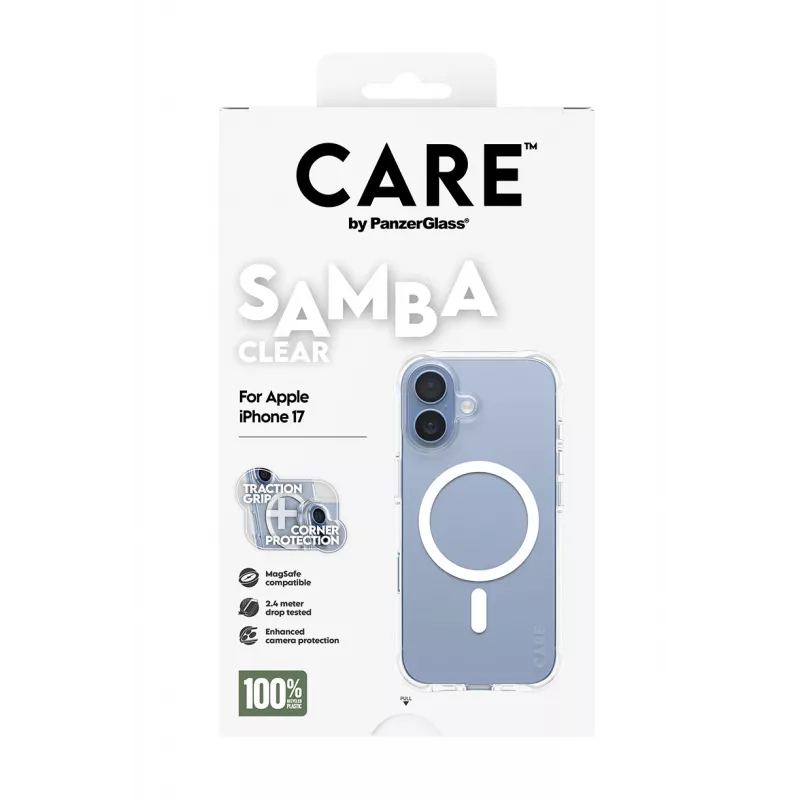 Capa PanzerGlass CARE by Fashionable Case Samba Transparente c. White MagSafe iPhone 17