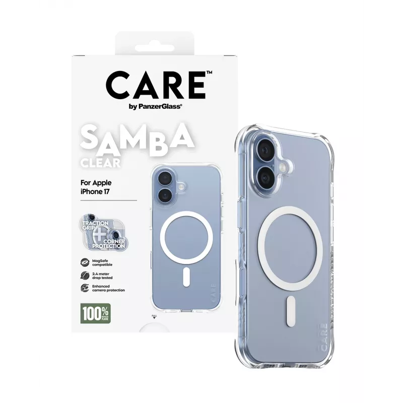 Capa PanzerGlass CARE by Fashionable Case Samba Transparente c. White MagSafe iPhone 17