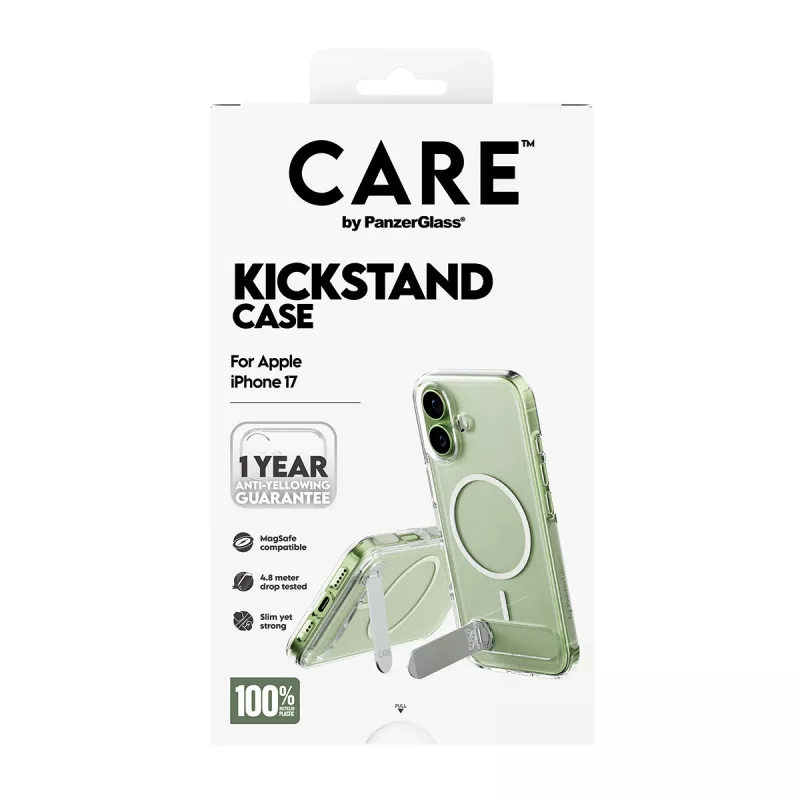 PanzerGlass CARE by Feature Capa, transparente, com Kickstand & MagSafe, iPhone 17