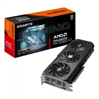 Placa gráfica GIGABYTE Radeon RX 9060 XT GAMING OC 16G - 16GB GDDR6, 128bit, PCI-E 5.0, frequência do núcleo de 3320 MHz, 2 x DisplayPort, 1 x HDMI, GV-R9060XTGAMING OC-16GD