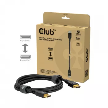 Club 3D CAC-1094 cabo DisplayPort 2.1 certificado VESA DP80 8K 240 Hz, 2 m (6,56 ft), preto