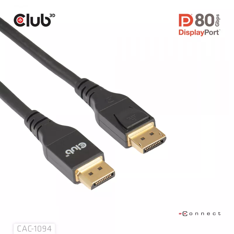 Club 3D CAC-1094 cabo DisplayPort 2.1 certificado VESA DP80 8K 240 Hz, 2 m (6,56 ft), preto