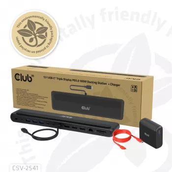 Docking station club 3d CSV-2541 USB-C com saídas HDMI e DisplayPort