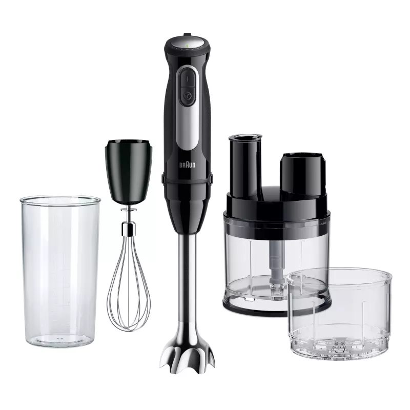 Braun MultiQuick 5 Pro MQ55755M varinha mágica 1000 W, 25+1 velocidades, pé de metal, copo, batedor, preto