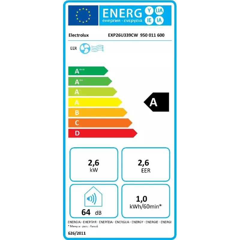 Electrolux EXP26U339CW Ar condicionado móvel 64 dB branco