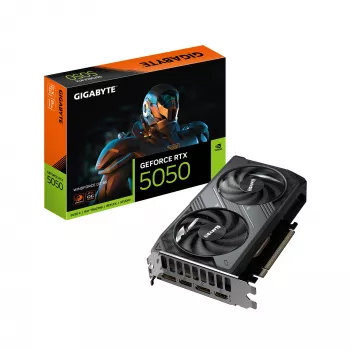 GIGABYTE GeForce RTX 5050 WINDFORCE OC 8G Placa gráfica - 8GB GDDR6, 128bit, PCI-E 5.0, 2587MHz Frequência do núcleo, 2 x DP, 2 x HDMI, NVIDIA DLSS 4, GV-N5050WF2OC-8GD