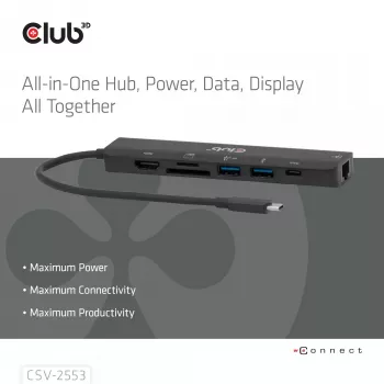 CLUB3D CSV-2553 Hub de interfaces USB Type-C 5000 Mbit/s Preto