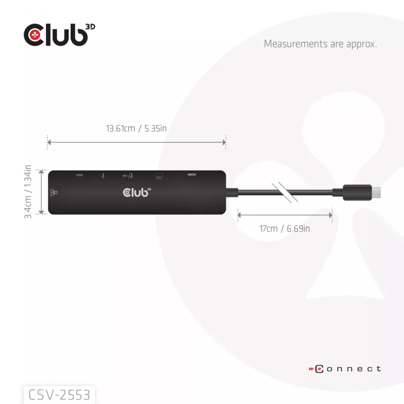 CLUB3D CSV-2553 Hub de interfaces USB Type-C 5000 Mbit/s Preto