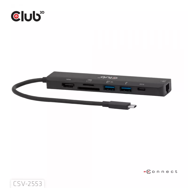 CLUB3D CSV-2553 Hub de interfaces USB Type-C 5000 Mbit/s Preto