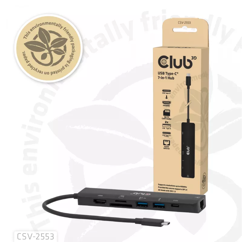 CLUB3D CSV-2553 Hub de interfaces USB Type-C 5000 Mbit/s Preto