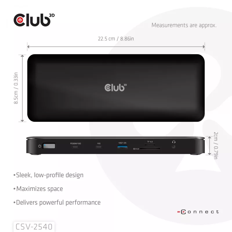 Docking station CLUB 3D 14-1 USB-C Quad Display USB4 com 2× portas USB 2.0