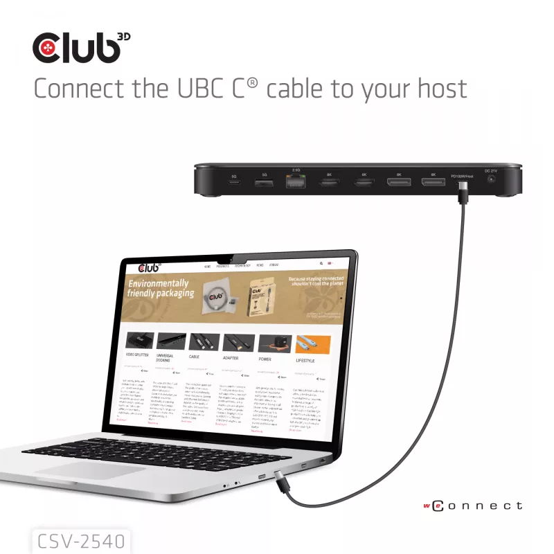 Docking station CLUB 3D 14-1 USB-C Quad Display USB4 com 2× portas USB 2.0