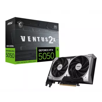 Placa gráfica MSI GeForce RTX 5050 8 GB GDDR6, PCIe 5.0, 2560 CUDA, 2602 MHz Boost, 128-Bit, 3x DP 2.1b + 1x HDMI 2.1b, 130 W, 2 ventoinhas
