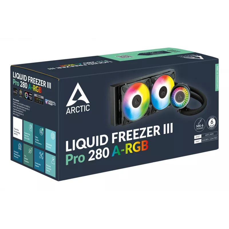 ARCTIC Liquid Freezer III Pro 280 A-RGB - Refrigeração líquida All-in-One para CPU multi-compatível com A-RGB