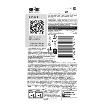 Cabeça de corte para BRAUN Series 3 Modelo 735797 — 1 cabeça de substituição, preto Aço inoxidável
