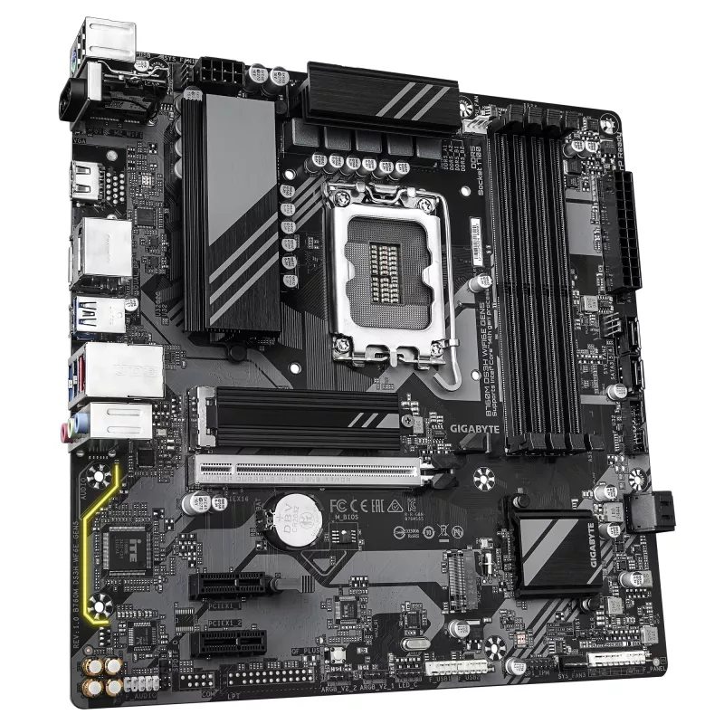 Placa-mãe GIGABYTE B760M DS3H WIFI6E GEN5 - Compatível com CPUs Intel Core de 14.ª geração, VRM digital de 6+2+1 fases, até 5600MHz DDR5, 2xPCIe 4.0 M.2, Wi-Fi 6E, LAN 2.5GbE, USB 3.2 Gen2