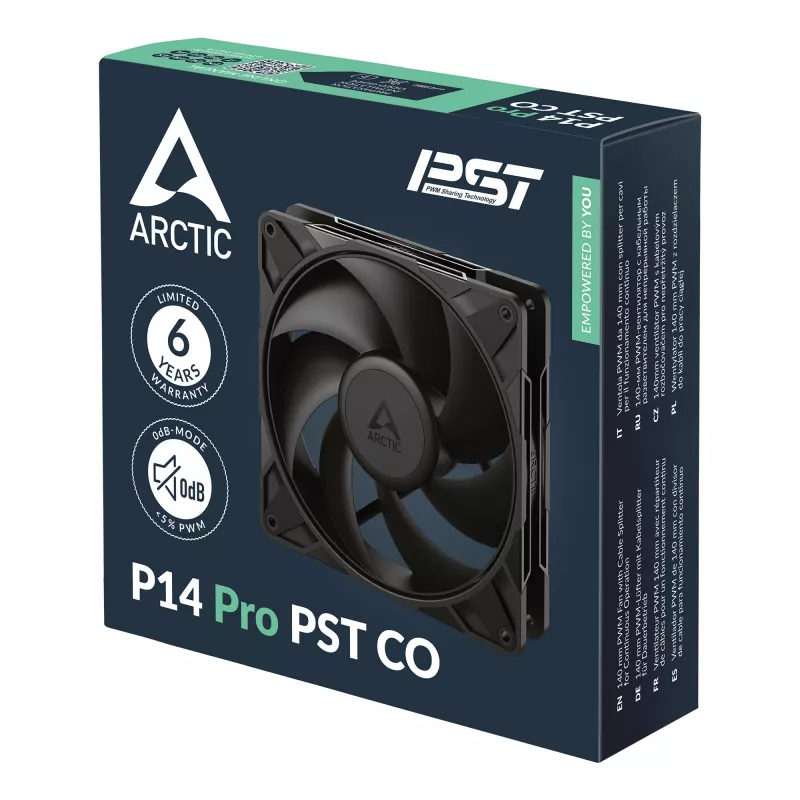 Ventoinha ARCTIC P14 Pro PST CO 140 mm PWM com divisor de cabo para funcionamento contínuo