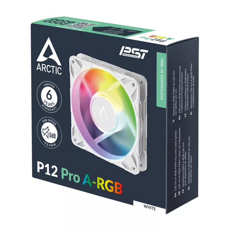 ARCTIC Freezer P12 Pro A-RGB (branco) - ventoinha A-RGB PWM de 120 mm com divisor de cabo