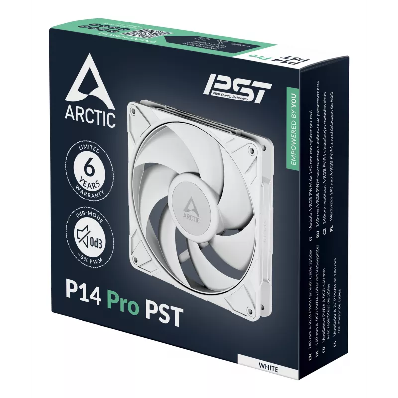 Ventoinha ARCTIC P14 Pro PST (branco) 140 mm PWM com divisor de cabo