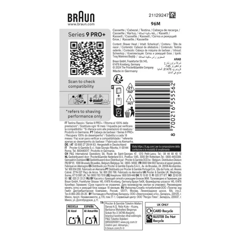 Cabeça de corte Braun Series 9 96M