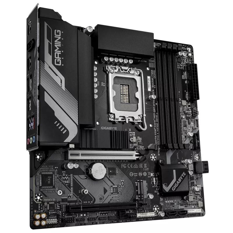Placa-mãe GIGABYTE B760M GAMING X WIFI6E GEN5 Micro ATX, LGA1700, B760, DDR5 até 5600MHz, 4 DIMM, 2x PCIe 4.0 M.2, Wi‑Fi 6E, 2.5GbE