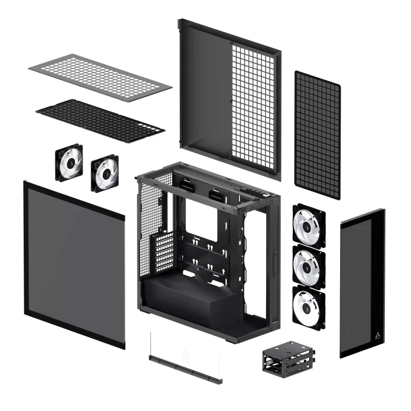 ARCTIC Xtender (preto) caixa de PC E-ATX Premium, Midi-Tower, PC, preto, EATX, metal, vidro temperado, gaming