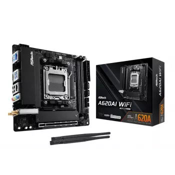 Placa-mãe ASRock A620AI Wi-Fi AM5 AMD A620A 2 X DDR5 1 X HDMI 2.1 Tmds/frl 8g compatível mITX