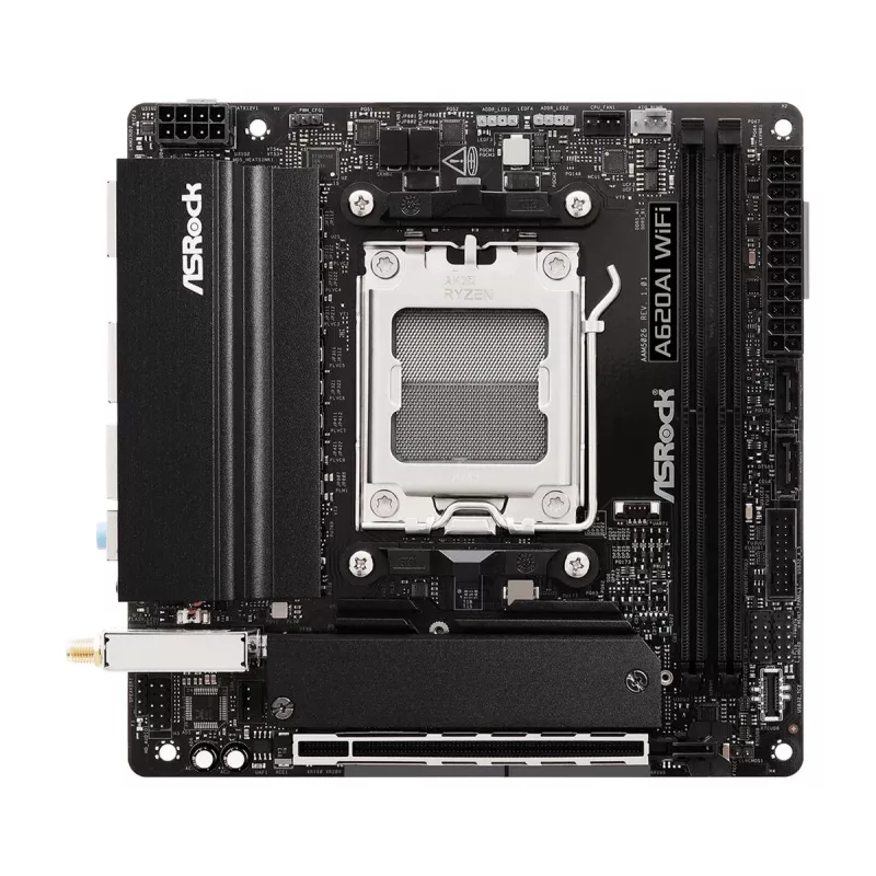 Placa-mãe ASRock A620AI Wi-Fi AM5 AMD A620A 2 X DDR5 1 X HDMI 2.1 Tmds/frl 8g compatível mITX