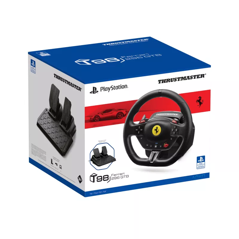 Thrustmaster T98-P FERRARI 296 GTB preto volante + pedais PC, PlayStation 4, PlayStation 5
