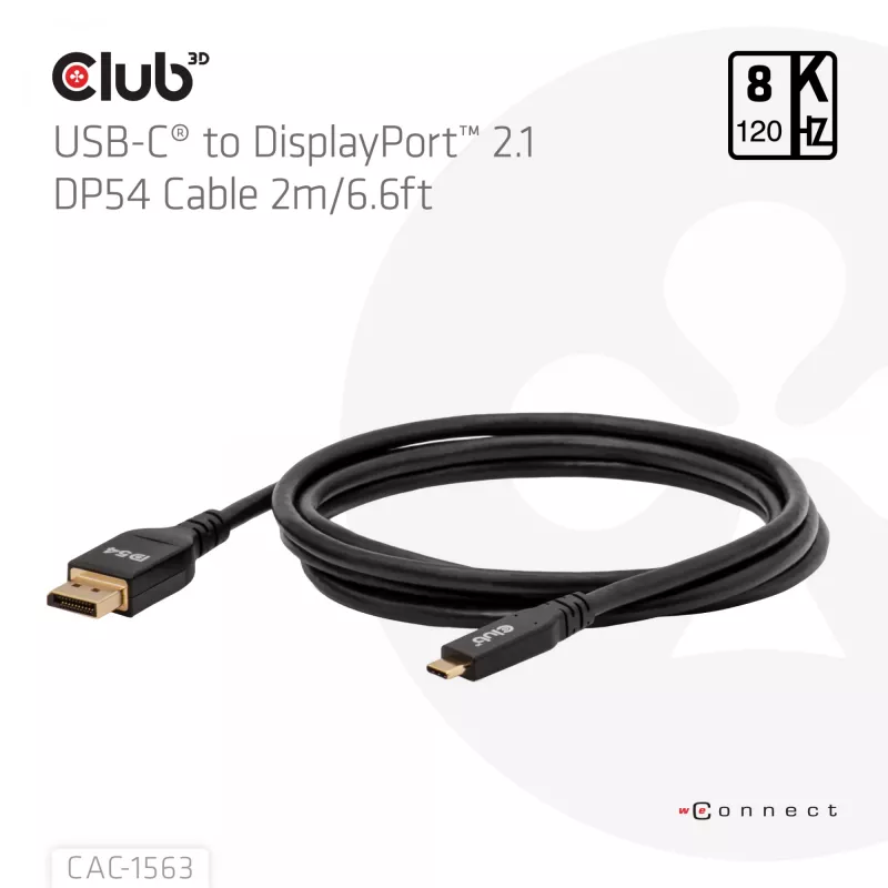 CLUB3D CAC-1563 Cabo de vídeo adaptador 2 m USB Type-C DisplayPort preto