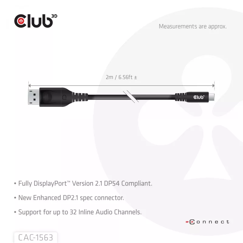 CLUB3D CAC-1563 Cabo de vídeo adaptador 2 m USB Type-C DisplayPort preto