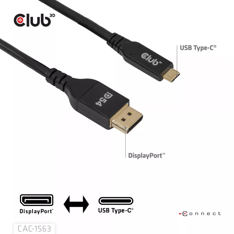 CLUB3D CAC-1563 Cabo de vídeo adaptador 2 m USB Type-C DisplayPort preto