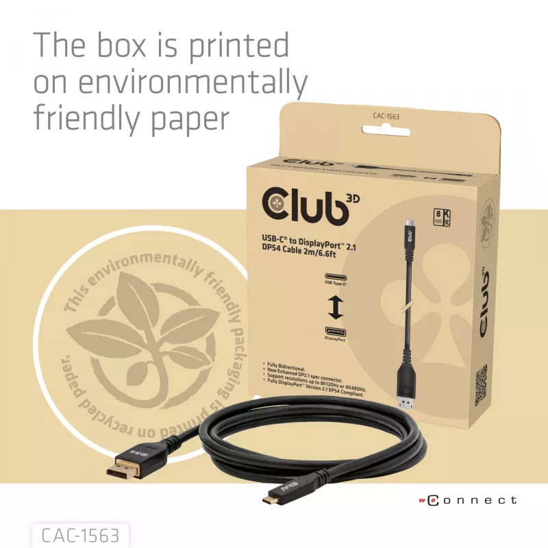 CLUB3D CAC-1563 Cabo de vídeo adaptador 2 m USB Type-C DisplayPort preto
