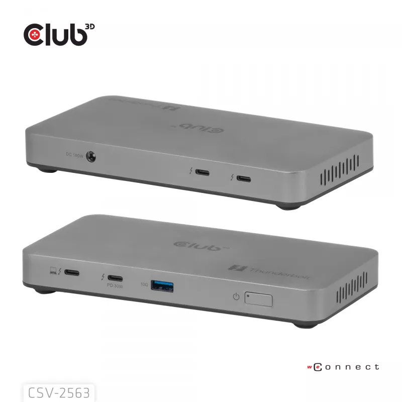 CLUB3D CSV-2563 Hub Thunderbolt™ 5 5-1 vídeo triplo 5K60Hz Thunderbolt™ Share certificado 180 W